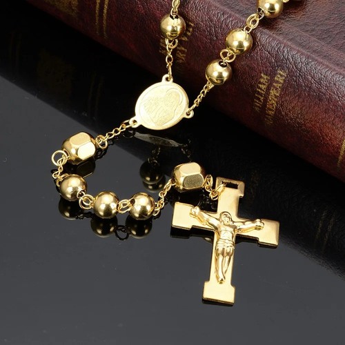 18k gold rosary beads - gold,