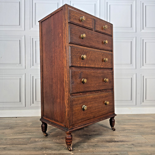 Antique oak tallboy - oak, chest
