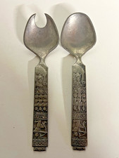 Vintage Norwegian Tinn Pewter Salad Serving Set – Viking / St. Olav Motif