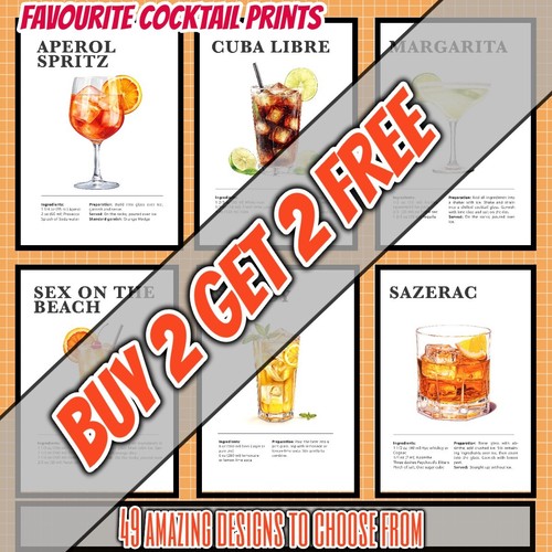 Cocktail recipe posters prints - cocktail,