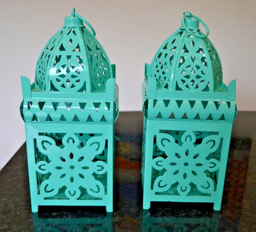 Pair green metal moroccan - pair,