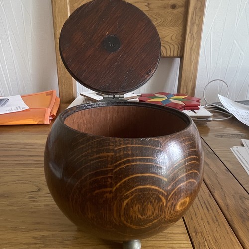 Wooden round tea caddy box - wooden,