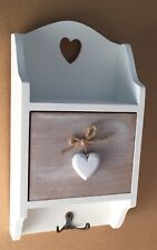 Key Storage cabinet/draw with 2 hooks Box Holder wood heart handle