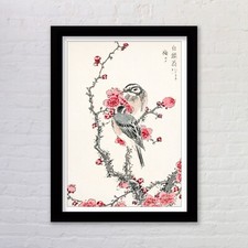 Vintage Japanese Bird Art Print Pine Bunting by Numata Kashu Available Framed
