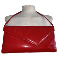 L.K.BENNETT BAG RED PATENT LEATHER FLAP FRONT NEW