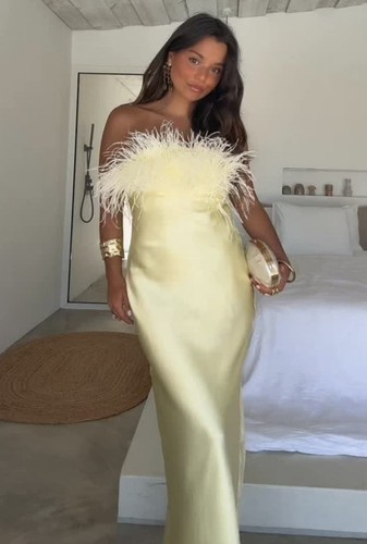 Zara feathered long - feathered, satin