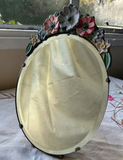 Vintage Barbola table top vanity mirror oval