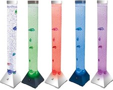 LED Colour Changing Bubble Floor Tower Fish Lava Kids Bedroom Sensory Light Lamp