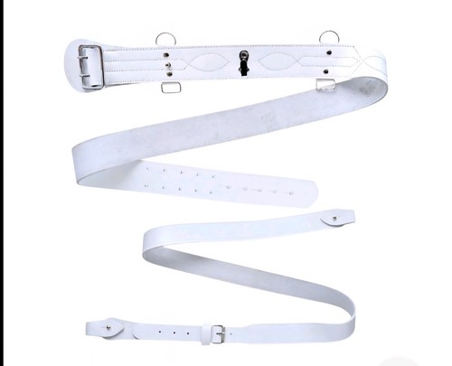Sam browne belt white genuine - browne,