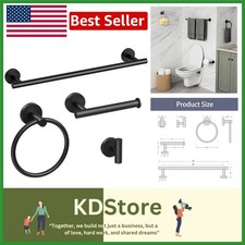 Matte Black 4-Piece Bathroom Hardware Set — Durable, Modern, Wall-Mounted Tow...