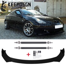 For Toyota Celica Gloss Front Bumper Lip Splitter Spoiler w/ Strut Rod Body Kit