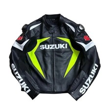 Suzuki Motorbike Original Cowhide Leather Jacket With CE Approved Protections