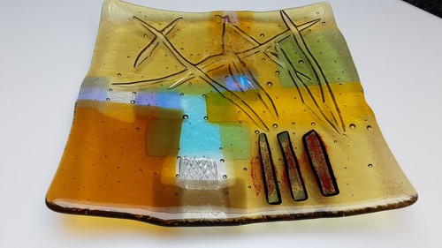 Large kiln formed square - kiln-formed, glass