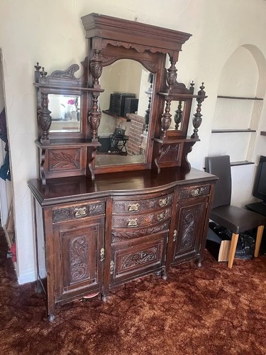 Vintage carved oak - vintage, sideboard