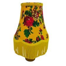 Ceiling/ Table Lamp Shade With Fringe Boboboom France Shabby Chic Yellow 24cmx14