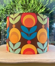 Lampshade MCM Floral Retro Mid Century 70s Lamp Shade Orange Brown Liberty