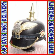 German Pickelhaube Prussian Leather Helmet,Kaiser Hat WW1 WW2 Militaria Handmade