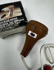 Vintage 1970s 12v car camper van Travel Mini Hair dryer brown & chrome 70s Anex