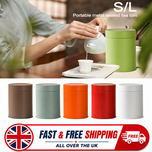 Round tea tin tinplate - tinplate, coffee