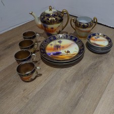  NORITAKE Vintage Japanese Teapot & 4 Cup Tea  Set ~ Camel Pyramid Desert ~ VGC