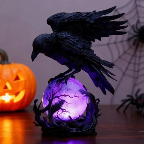 Gothic raven table lamp - gothic,