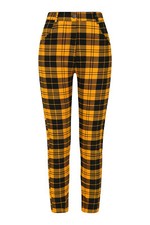 Yellow Tartan Check Plaid Skinny Punk Rockabilly Power Trousers BANNED Apparel