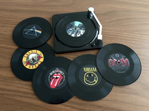 Set vinyl record coasters - vinyl,