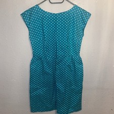 Emily and Fin Green White Poka Dot Lined Dress U.K. Size 12 100% Soft Cotton