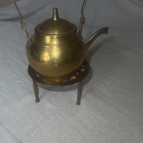 Small etched brass kettle - small,