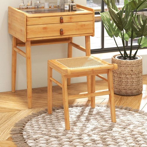 Bamboo vanity stool rattan - stool, top
