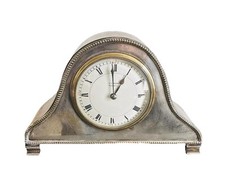 Gorgeous Edwardian Silver Plated Mantel Clock White Enamelled Dial