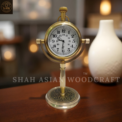 Antique brass table - antique, clock