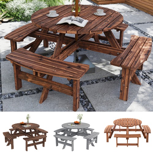 Wooden picnic table bench set - wooden,