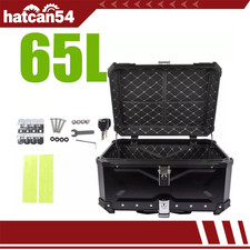65L Motorcycle Rear Top Box Aluminium Alloy Tail Carrier Tool Luggage Case Black