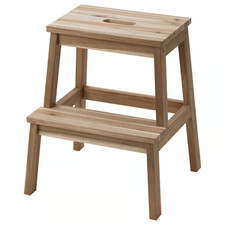 Wooden Step Stool Solid Acacia 50cm Durable Small Ladder Seat Kitchen Bedroom
