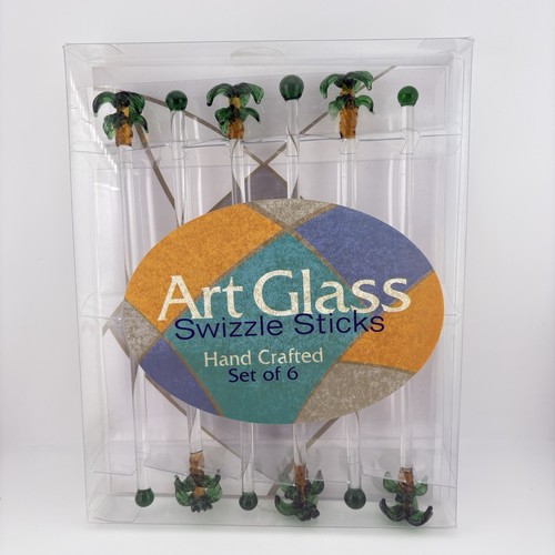 Art glass palm tree - glass, swizzle