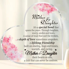 Mother and Daughter Heart Acrylic Plaque Gift For Birthday Mum Stepmum Gifts UK