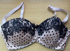 38DD BRA UNDERWIRED & PADDED / LA SENZA BLACK AND PINK SATIN VGC  (0081)