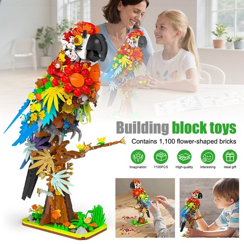 1100pcs parrot flower building - parrot,