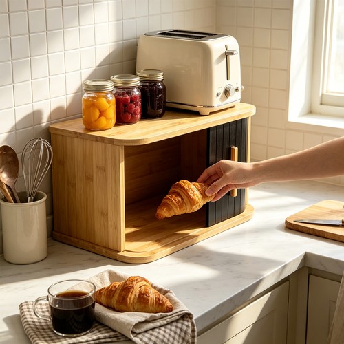 Bamboo bread storage box - bamboo,