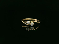 Edwardian 18ct Yellow Gold & Diamond Et Moi Ring - Size M