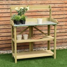3 Tier Wooden Potting Planting Outdoor Garden Work Bench Table Station Shelf