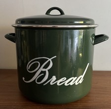 Vintage Enamel Bread Bin Green Judge Bread Bin Crock Pot Retro 28cm