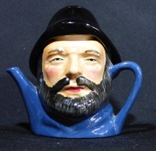 Vintage Fisherman Black Hat By Artone Toby Character Teapot P11