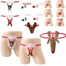 UK Mens Xmas Santa Funny G-String Thongs Christmas Bulge Pouch Panties Underwear