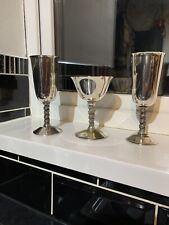 3 x Vintage Silver Plate Falstaff Champagne Wine Goblets, Grape Vine Twist Stem.