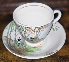 VINTAGE 1930's CROWNFORD BURSLEM FOX HUNT HUNTING CUP & SAUCER FINE BONE CHINA