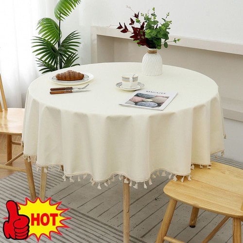 Vintage cotton linen - cotton, round