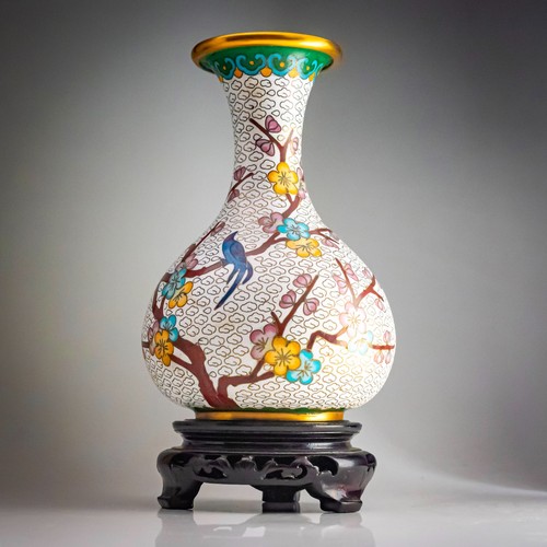 Japanese cloisonne vase bird - cloisonne,
