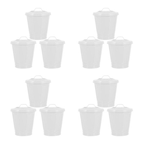 Compact white metal trash can - compact,